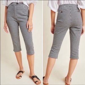 Anthropologie Gingham Check Pedal Pushers Pants
